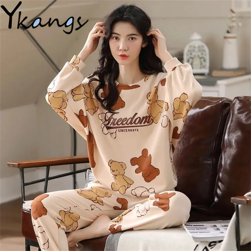 Loose Thin Pajama 2-Piece Set Korean Sweet Soft Cotton Student Sleepwear Women'S Spring Autumn Kawaii Printed Plus Size Homewear
Loose Thin Pajama 2-Piece Set Korean Sweet Soft Cotton Student Sleepwear Women'S Spring Autumn Kawaii Printed Plus Size Homewear