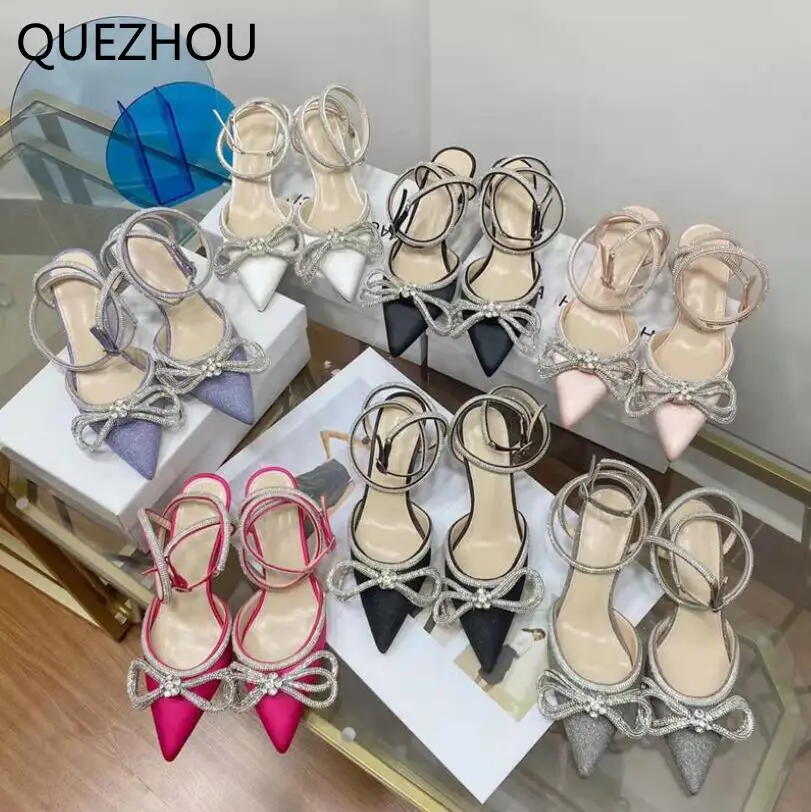 2022 Luxury Women's Sandals Pointed Toe Rhinestone Bow Tie Strap Stiletto High Heels Wedding Shoes
2022 Luxury Women's Sandals Pointed Toe Rhinestone Bow Tie Strap Stiletto High Heels Wedding Shoes
