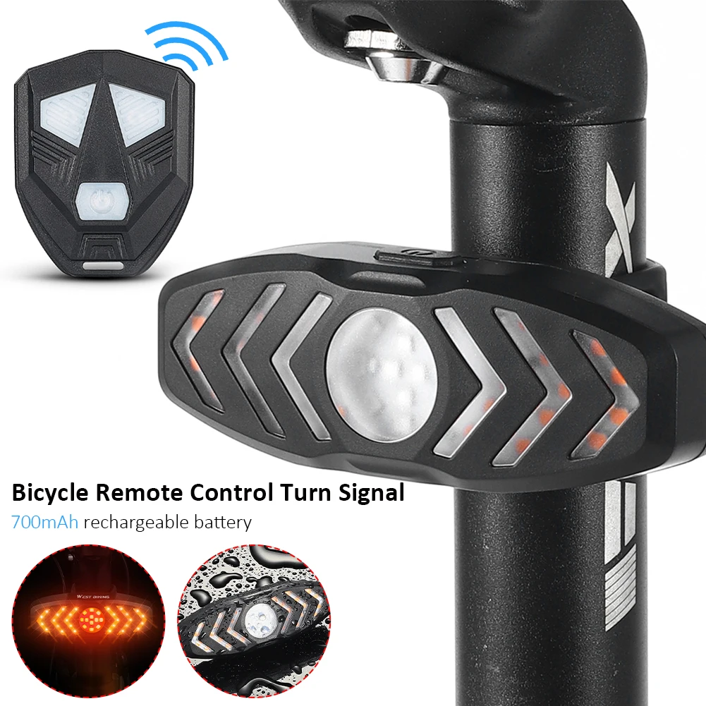 

New Bike Rear Light Turn Signals Remote Control Flashing Taillight USB Rechargeable Mountain Bike Tail Light With Horn