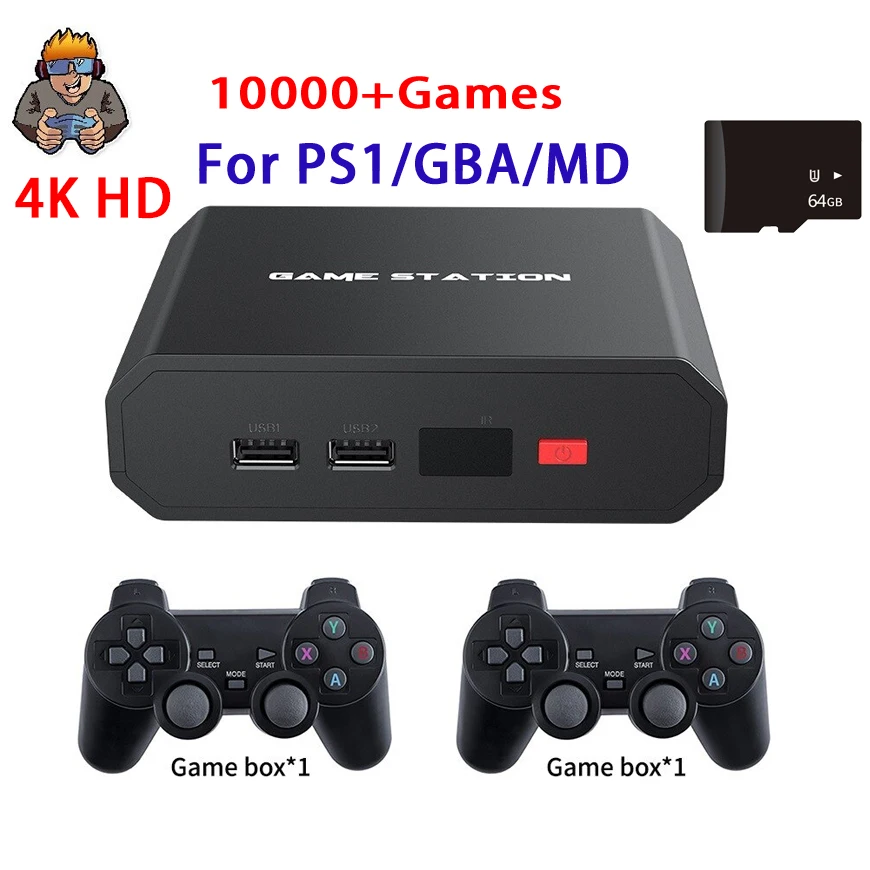 64GB Retro Game Console 4K HD Built-in 10000+ Games Wireless Game Controller Double Gamepad Handheld Game Players For PS1/GBA/MD
64GB Retro Game Console 4K HD Built-in 10000+ Games Wireless Game Controller Double Gamepad Handheld Game Players For PS1/GBA/MD