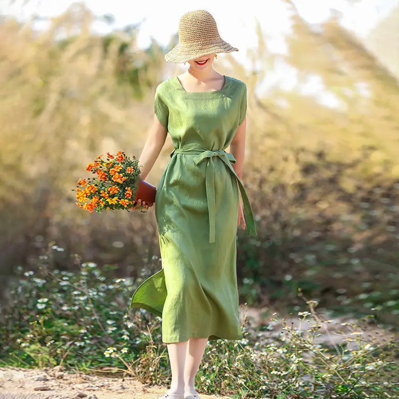Summer New Solid Cotton Linen Loose Casual Long Dress Short Sleeve Elegant Fashion Vestidos De Fiesta Aesthetic Chic Robe Femme
Summer New Solid Cotton Linen Loose Casual Long Dress Short Sleeve Elegant Fashion Vestidos De Fiesta Aesthetic Chic Robe Femme