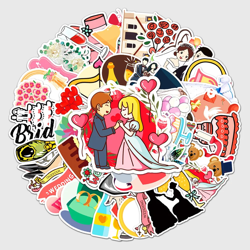 10/30/50PCS Wedding Theme Creative Badges Cartoon Sticker DIY Phone Laptop Luggage Skateboard Graffiti Decals Fun for Kid
10/30/50PCS Wedding Theme Creative Badges Cartoon Sticker DIY Phone Laptop Luggage Skateboard Graffiti Decals Fun for Kid