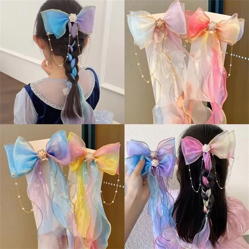 Fashion Korean Bow Hairpins Braided Ponytail Hair Chiffon Streamer Pearl Hair Clips For Girls Party Clip Hair Accessories,1PC
Fashion Korean Bow Hairpins Braided Ponytail Hair Chiffon Streamer Pearl Hair Clips For Girls Party Clip Hair Accessories,1PC