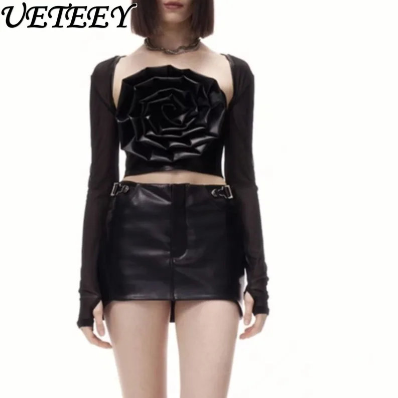 Fall 2023 New Sexy Sweet and Spicy Rose Pu Leather Mesh Tube Top Cardigan Two-Piece Set Sweet Y2k Club Design Long-Sleeved Top
Fall 2023 New Sexy Sweet and Spicy Rose Pu Leather Mesh Tube Top Cardigan Two-Piece Set Sweet Y2k Club Design Long-Sleeved Top