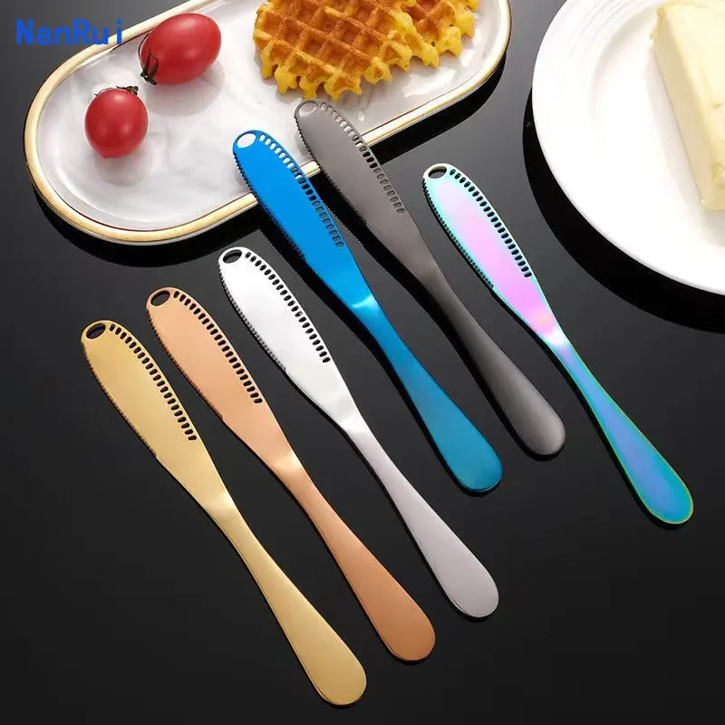 

1pcs Multi-function Butter Knife Stainless Steel Cheese Butter Cutter With Hole Wipe Bread Cream Knives Kitchen Gadgets