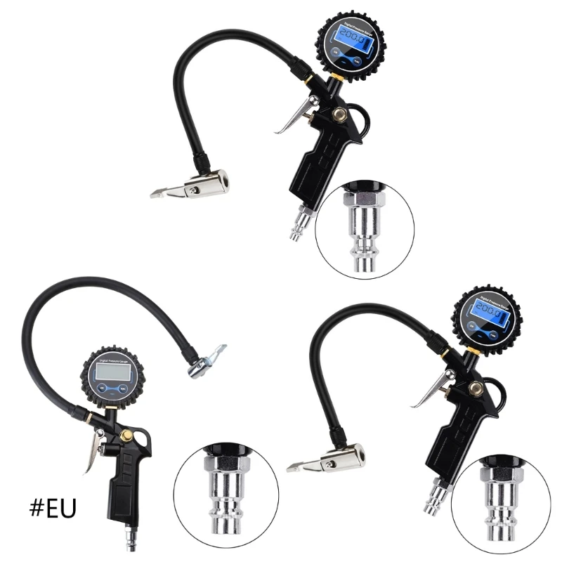 Portable 200PSI Digital Tire Pressure Gauge with Rubber Hose and Quick Coupler Bar Kpa Kgf/cm²
Portable 200PSI Digital Tire Pressure Gauge with Rubber Hose and Quick Coupler Bar Kpa Kgf/cm²