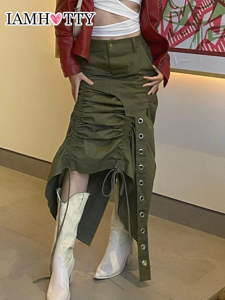 IAMHOTTY Green Asymmetrical Folds Long Cargo Skirt High Waist A-line Fairycore Grunge Skirts Vintage Casual Outfit Streetwear
IAMHOTTY Green Asymmetrical Folds Long Cargo Skirt High Waist A-line Fairycore Grunge Skirts Vintage Casual Outfit Streetwear