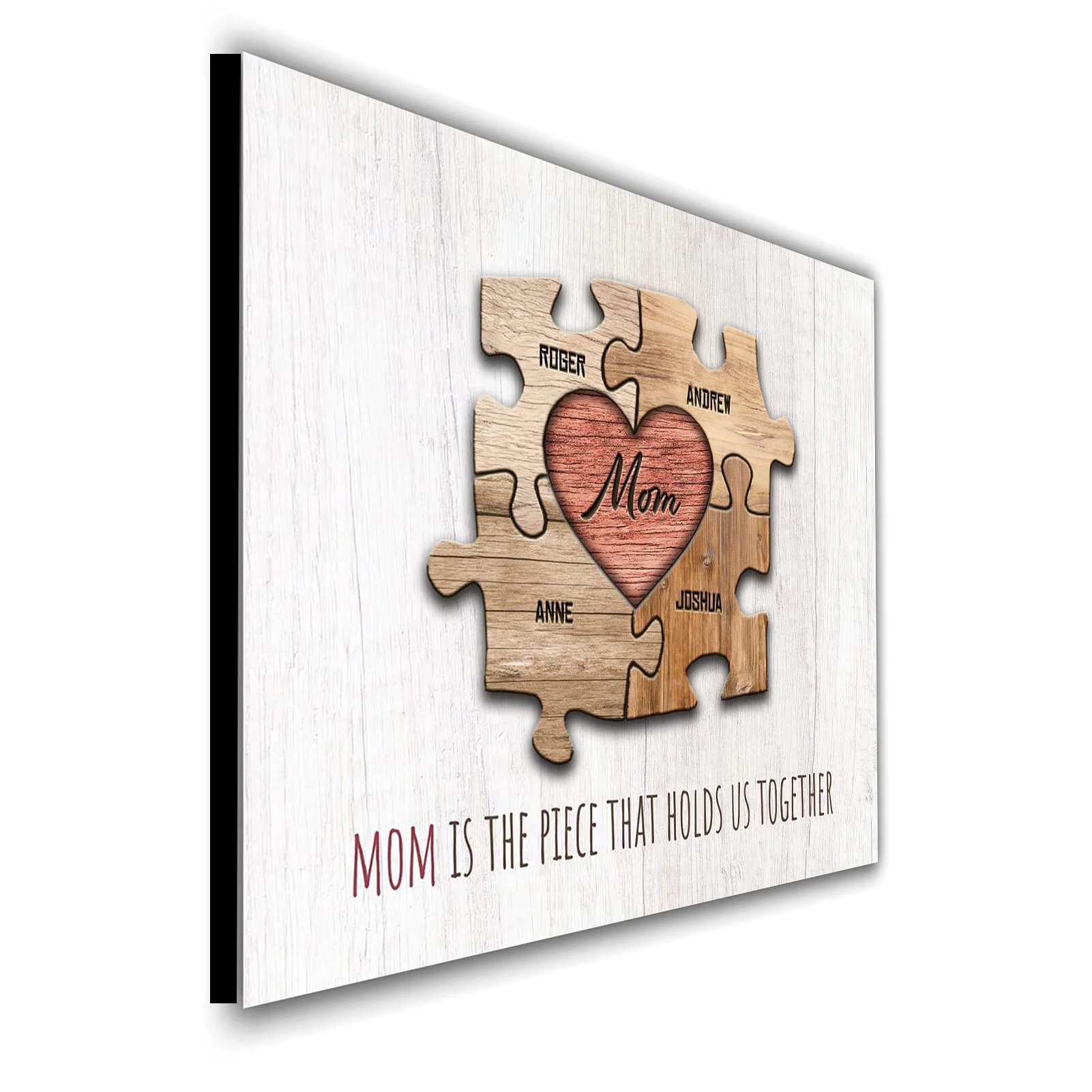 

Пазлы с сердечками для мамы и детей-персонализированный постер с вашим именем, индивидуальные принты, высокое качество, деревянное искусст...