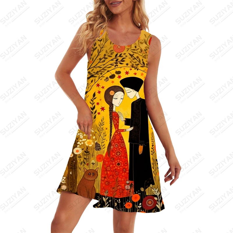 Summer Street Retro Dress Fashion 3D Print Dress Harajuku Style Dress Casual Sleeveless Dress Women's Classic Round Neck Dress
Summer Street Retro Dress Fashion 3D Print Dress Harajuku Style Dress Casual Sleeveless Dress Women's Classic Round Neck Dress