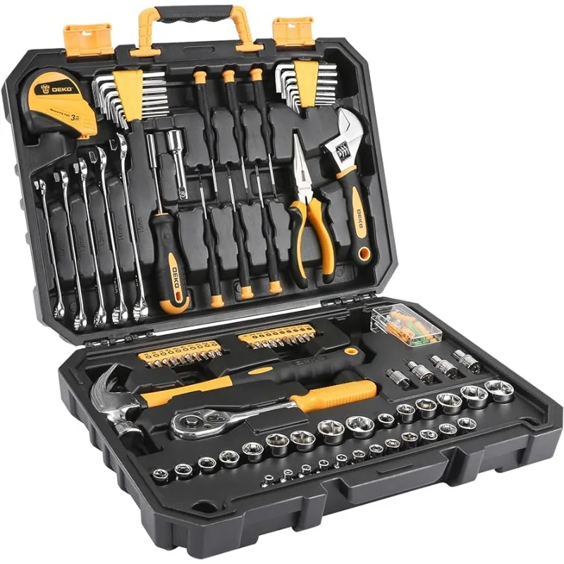 DEKOPRO 128 Piece Tool Set-General Household Hand Tool Kit, Auto Repair Tool Set, with Plastic Toolbox Storage Case
DEKOPRO 128 Piece Tool Set-General Household Hand Tool Kit, Auto Repair Tool Set, with Plastic Toolbox Storage Case