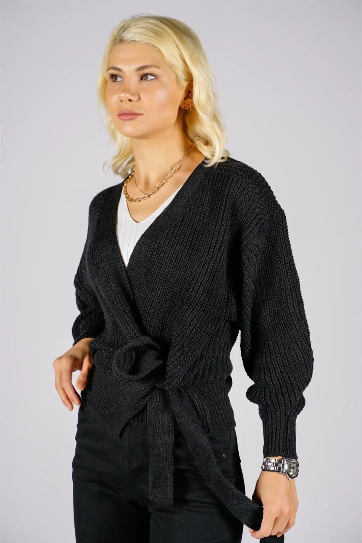 Women's Cardigan Side Tie -Black Casual Knitted High Quality Fashion Cardigan Sweaters Loose Sweater Jumper
Women's Cardigan Side Tie -Black Casual Knitted High Quality Fashion Cardigan Sweaters Loose Sweater Jumper