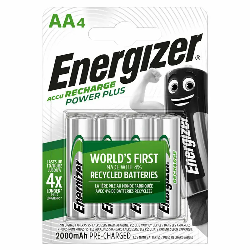 

4 x Energizer AA Power Plus 2000 mAh Rechargeable batteries 1.2V NiMh Accu HR6