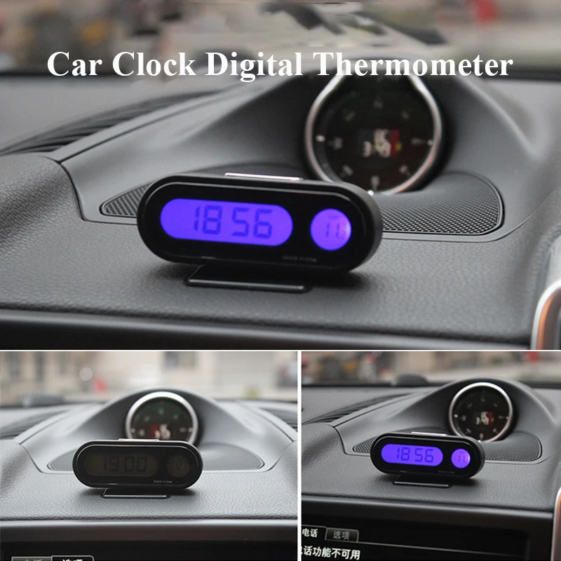 

Автомобильные часы, цифровые часы с термометром, часы 2 в 1, автомобильные часы, светящийся ЖК-дисплей с подсветкой, цифровой дисплей, аксессуары для стайлинга автомобиля