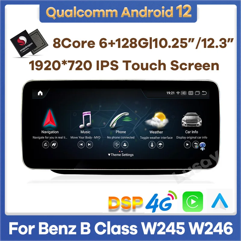 10.25"/12.3" Snapdragon Android 12 Car Multimedia Player GPS Radio for Mercedes Benz B-Class W246 B200 B180 B220 B260 2011-2018
10.25"/12.3" Snapdragon Android 12 Car Multimedia Player GPS Radio for Mercedes Benz B-Class W246 B200 B180 B220 B260 2011-2018