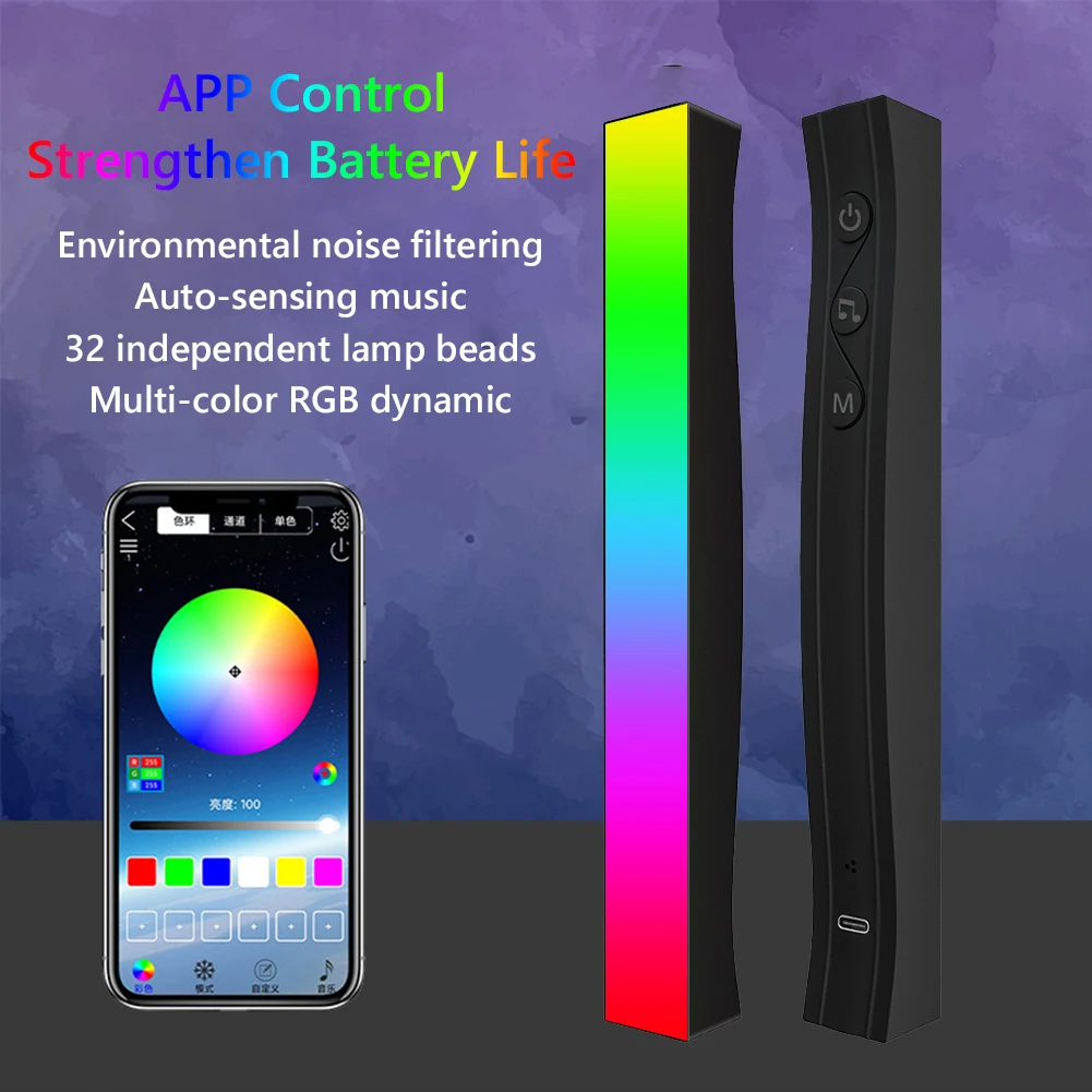 

RGB-управление звуком, светодиодная подсветка, управление через приложение, пикап с голосовой активацией, музыкальный ритм, освещение, окружасветильник для автомобильного проигрывателя, атмосферная лампа