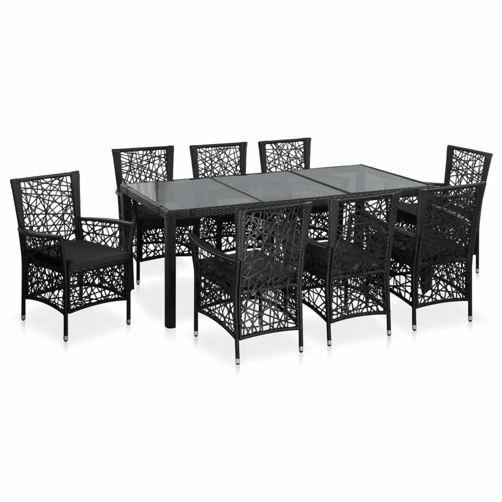 9 Piece Outdoor Dining Set Poly Rattan Black
9 Piece Outdoor Dining Set Poly Rattan Black