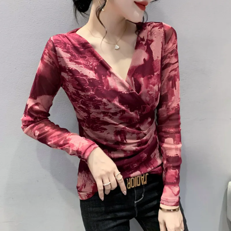 Сетчатая футболка с принтом Tie Dye, Женская облегающая пикантная футболка с длинным рукавом, корейская мода, короткая Осенняя футболка для же...
Сетчатая футболка с принтом Tie Dye, Женская облегающая пикантная футболка с длинным рукавом, корейская мода, короткая Осенняя футболка для же...