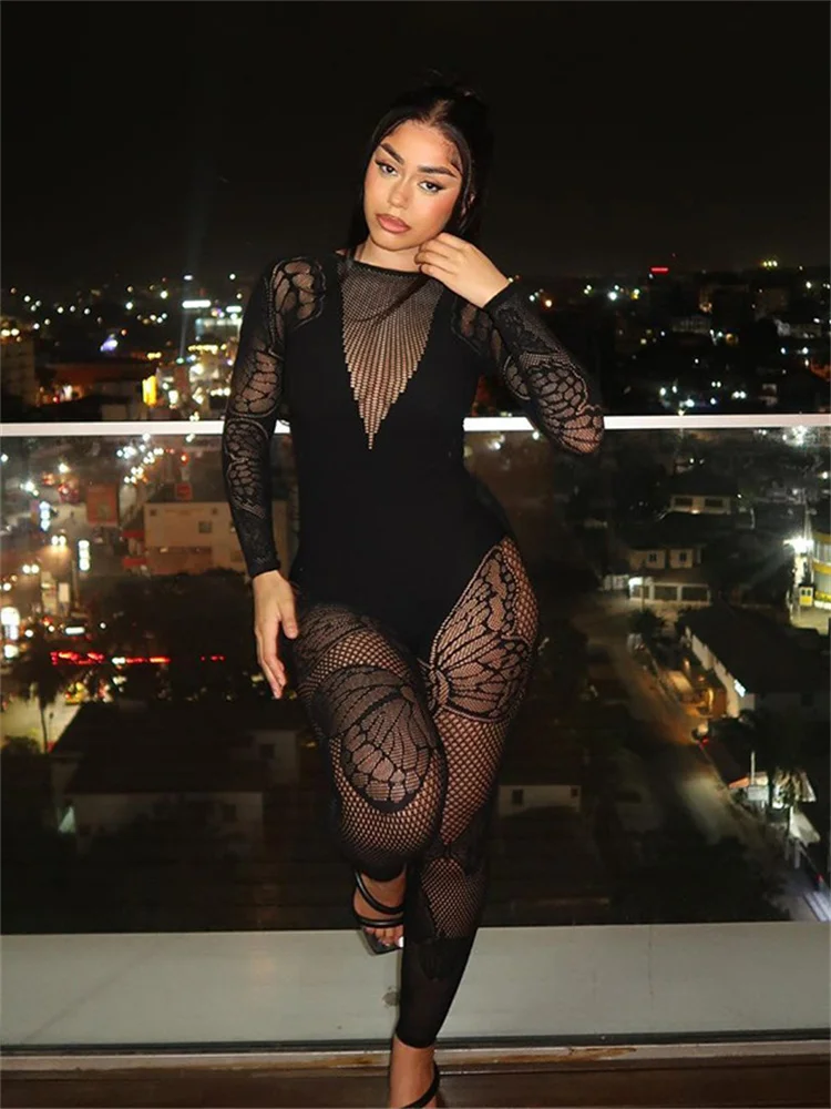 2023 New Harajuku Vintage Sexy Butterflies Sheering See Through Mesh Jumpsuit Casual Women Full Sleeves Pencil Bodycon Clubwear
2023 New Harajuku Vintage Sexy Butterflies Sheering See Through Mesh Jumpsuit Casual Women Full Sleeves Pencil Bodycon Clubwear