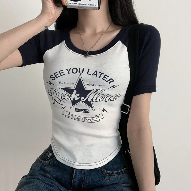 Street Trend Raglan Sleeves with Contrasting Printed Round Neck Edging T-shirt for Women's 2023 New Summer Slim Fit Versatile
Street Trend Raglan Sleeves with Contrasting Printed Round Neck Edging T-shirt for Women's 2023 New Summer Slim Fit Versatile