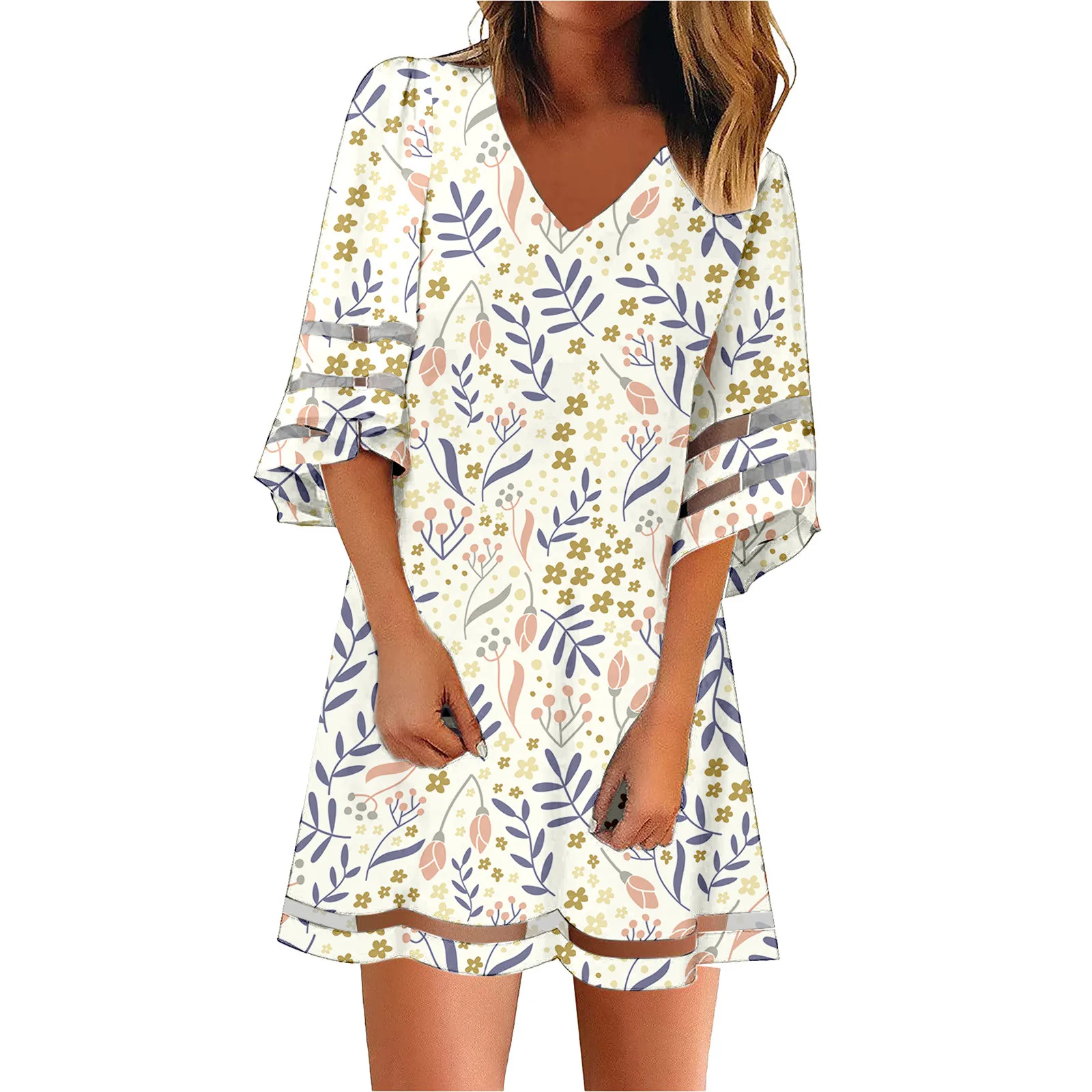 Платье женское летнее с V-образным вырезом и рукавом три четверти
Платье женское летнее с V-образным вырезом и рукавом три четверти