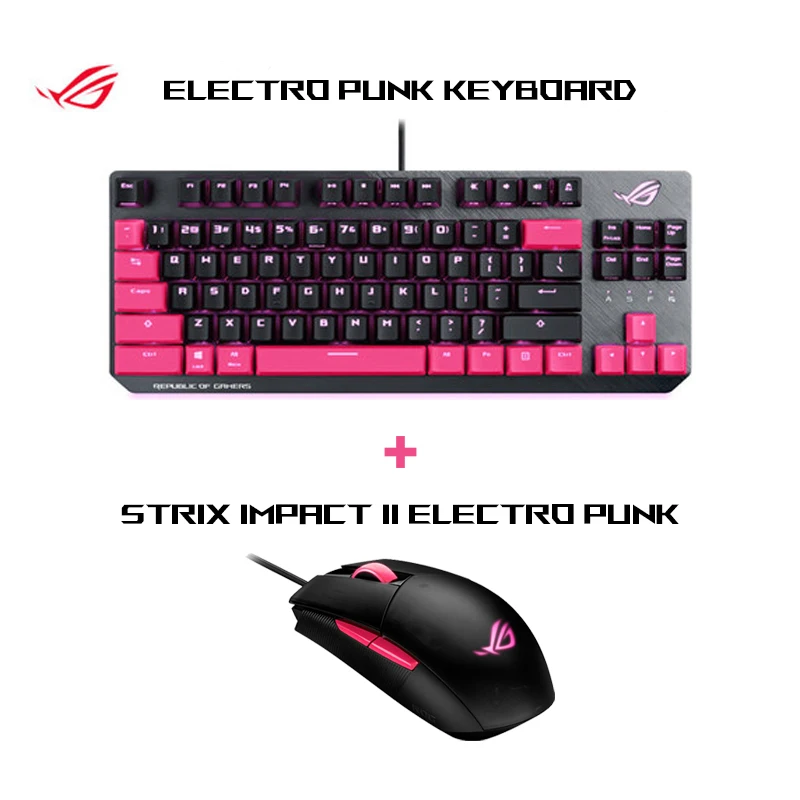 

ASUS ROG Strix Impact II Electro Punk Strix Scope TKL Electro Wired Gamer Ergonomic Wireless Mechanical Keyboard and mouse set