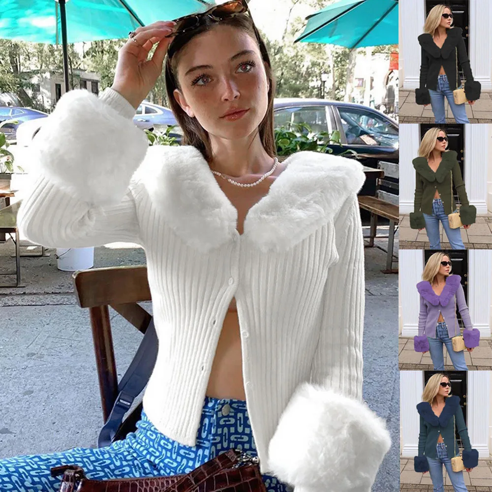 2023 New Long Sleeve Fashion Sexy Fur Collar Coats and Jackets Women Knit Tops Ladies Fur Casual Coats
2023 New Long Sleeve Fashion Sexy Fur Collar Coats and Jackets Women Knit Tops Ladies Fur Casual Coats