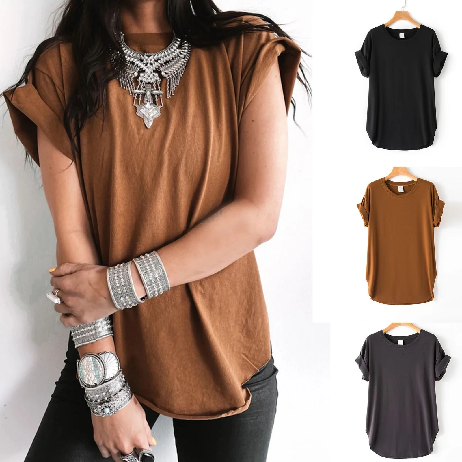 Fashion Loose Solid Blouse Shirt Casual Split O-Neck Tops Casual Summer Ladies Female Women Short Sleeve Blusas Pullover
Fashion Loose Solid Blouse Shirt Casual Split O-Neck Tops Casual Summer Ladies Female Women Short Sleeve Blusas Pullover