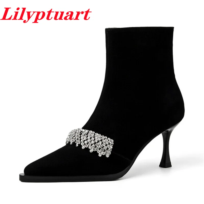 LILYPTUART ZA Genuine Leather Lady Boots,fashion Elegant Sexy Pointed Drill Strips Bling High Heels for Women 2022, Ankle Boots
LILYPTUART ZA Genuine Leather Lady Boots,fashion Elegant Sexy Pointed Drill Strips Bling High Heels for Women 2022, Ankle Boots