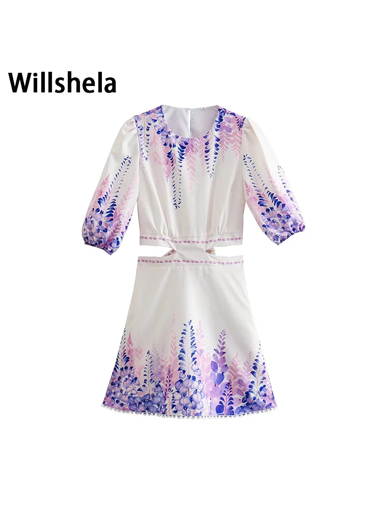 Willshela Women Fashion Printed Back Hollow Out Bandage Mini Dress Vintage O-Neck Half Sleeves Female Chic Lady Dresses
Willshela Women Fashion Printed Back Hollow Out Bandage Mini Dress Vintage O-Neck Half Sleeves Female Chic Lady Dresses