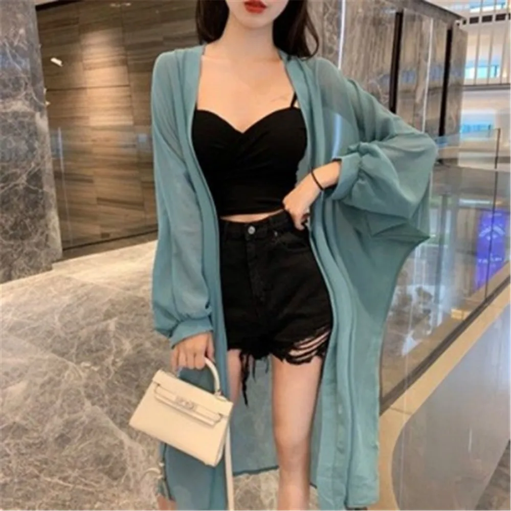 Black Kimono Shirt Long Puff Tops Loose Sun-protective Kimono Cardigan Tops Summer Women Ladies Chiffon Blouse White Sleeve
Black Kimono Shirt Long Puff Tops Loose Sun-protective Kimono Cardigan Tops Summer Women Ladies Chiffon Blouse White Sleeve