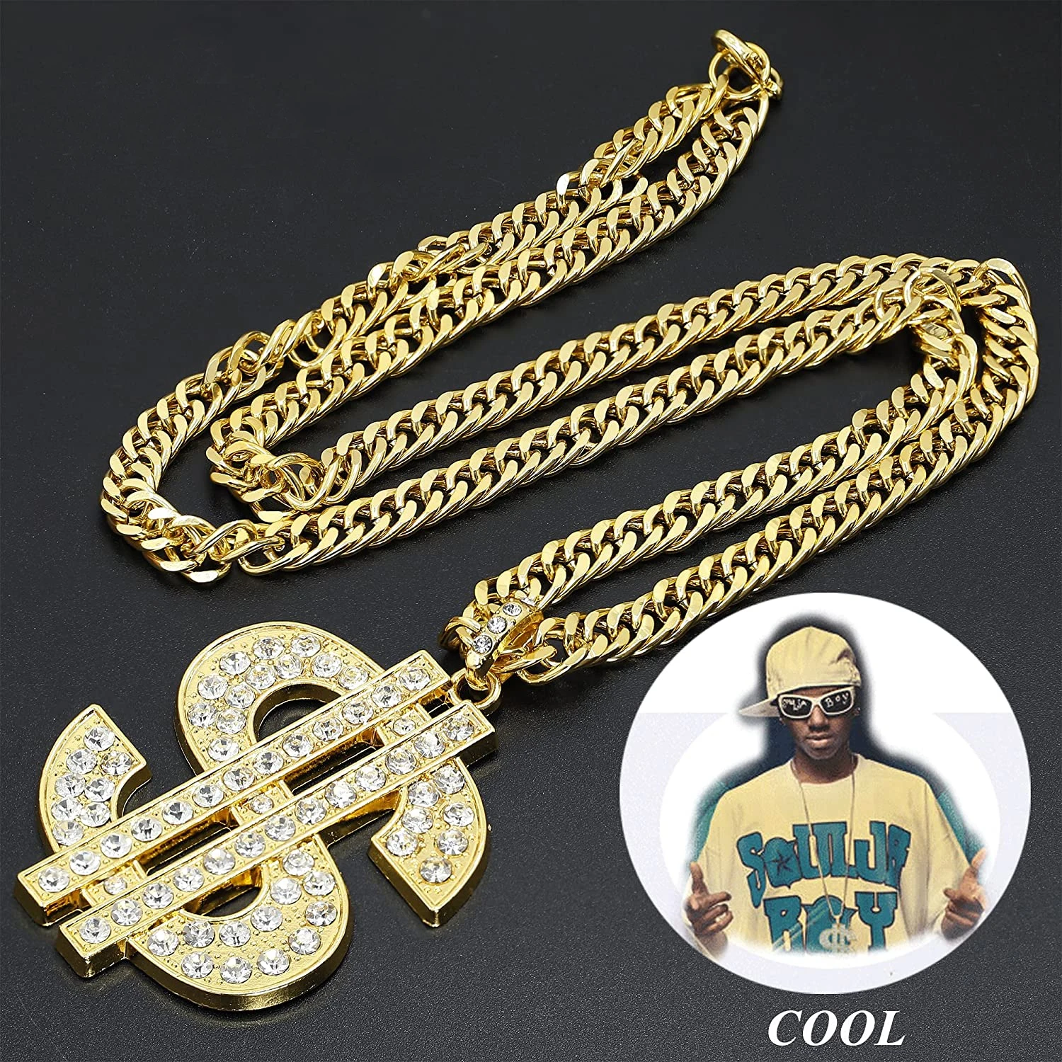 Gold Chain Necklaces Hip Hop Rap Charm Singer Money Dollar Sign Pendant Necklace for Women Men Girls Choker Jewelry Gift
Gold Chain Necklaces Hip Hop Rap Charm Singer Money Dollar Sign Pendant Necklace for Women Men Girls Choker Jewelry Gift