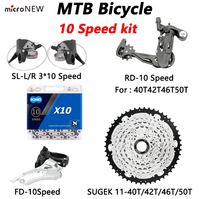 microNEW 10Speed Derailleurs Groupset MTB Bike flywheel 10v Speed MTB Cassette flywheel 11-40T/42T/46T/50T X10 Bike Kit
microNEW 10Speed Derailleurs Groupset MTB Bike flywheel 10v Speed MTB Cassette flywheel 11-40T/42T/46T/50T X10 Bike Kit