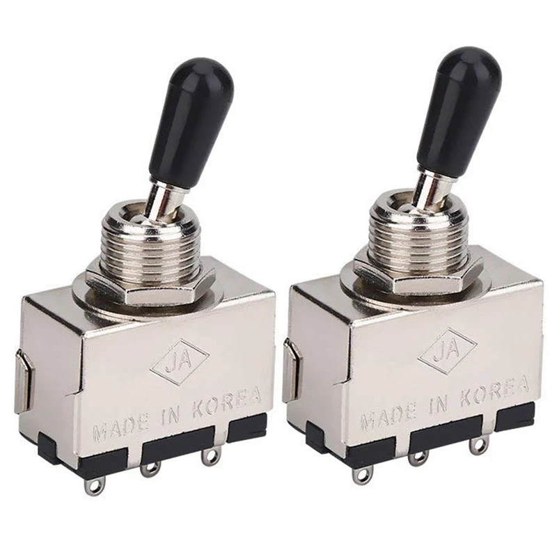 2Pc Guitar 3 Way Toggle Switch, Metal Enclosed 3 Way Selector Switch With Black Tip Knob Replacement Part For Lp Style
2Pc Guitar 3 Way Toggle Switch, Metal Enclosed 3 Way Selector Switch With Black Tip Knob Replacement Part For Lp Style