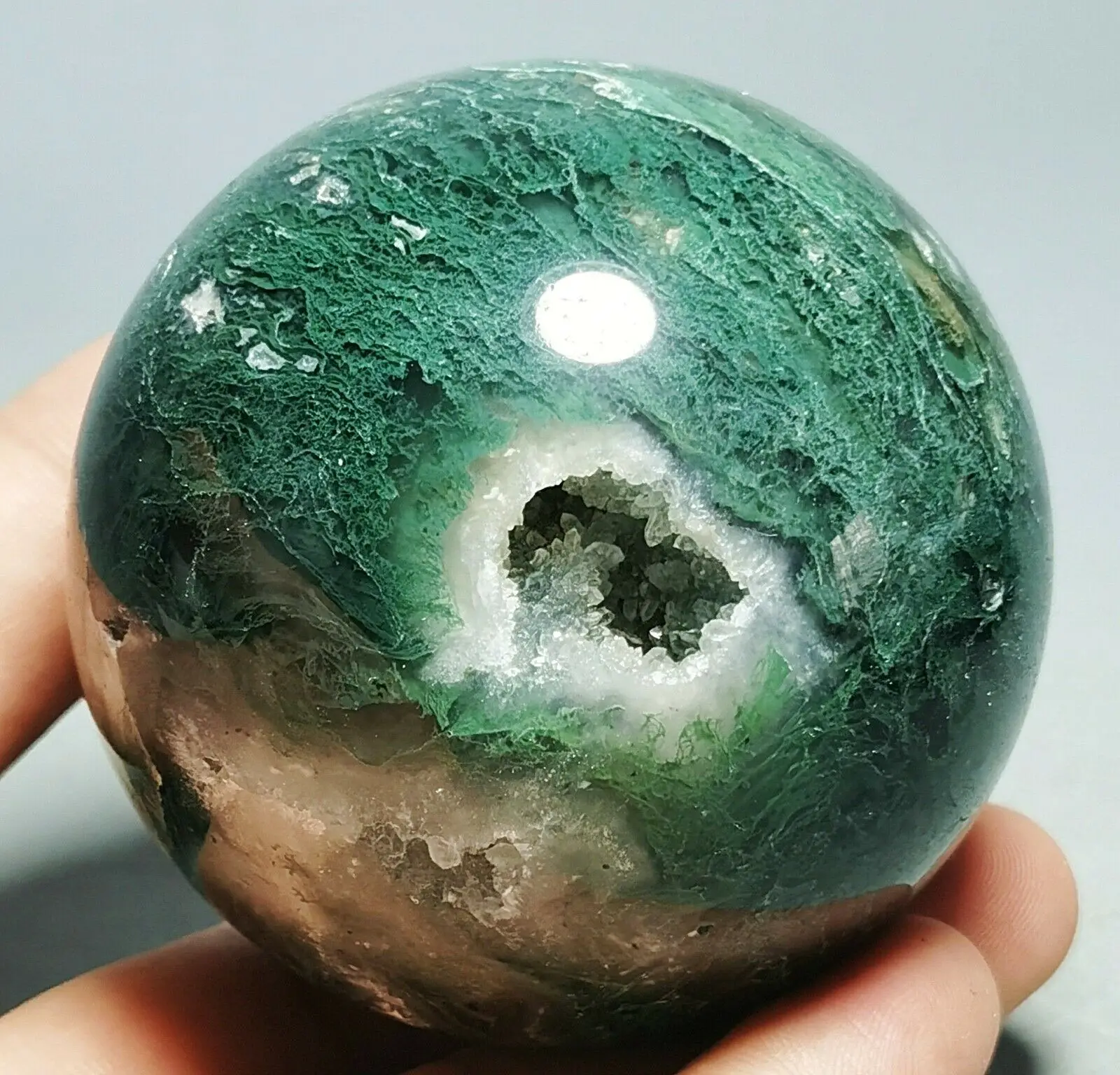 

Natural Moss Agate Crystal Sphere Ocean Grass Agate Quartz Gemstone Ball Reiki Healing