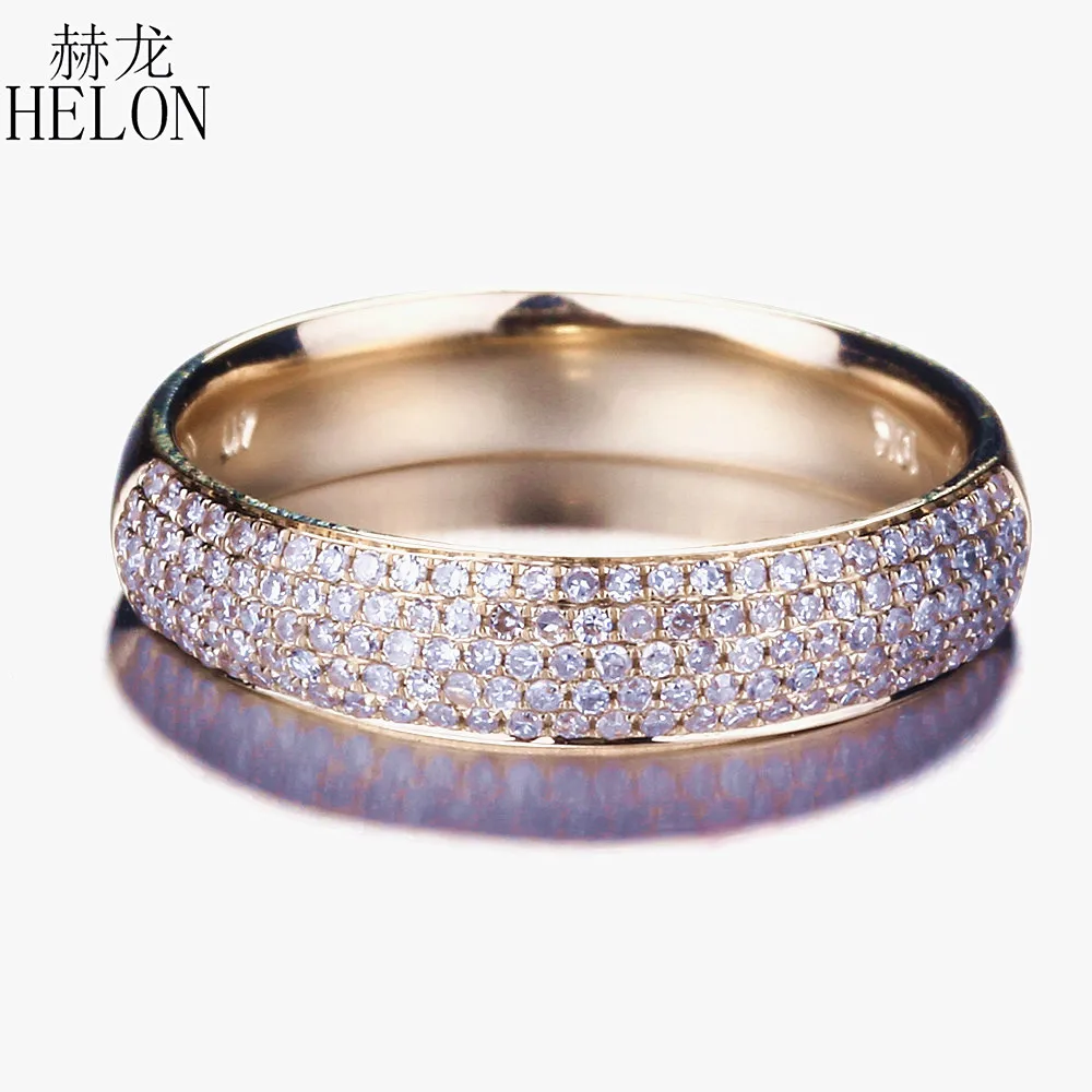 

Ювелирное изделие HELON для женщин и мужчин, однотонное кольцо из муассанита, 14 к, 10 к, желтое золото, 0,4 карата, VVS/DEF, подлинное бриллиантовое обручальное кольцо