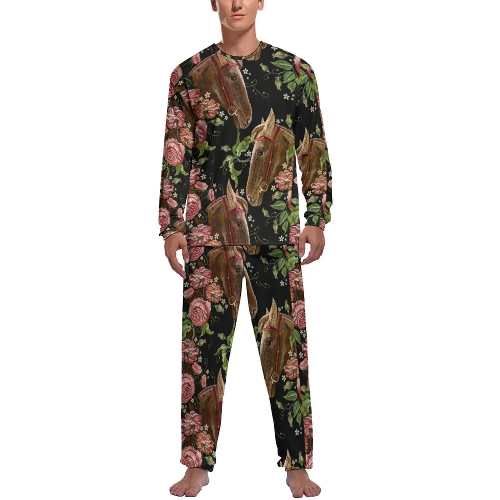 Horse Head Pajamas Spring Horses Trending Flowers Print Casual Nightwear Man 2 Pieces Custom Long Sleeves Romantic Pajama Sets
Horse Head Pajamas Spring Horses Trending Flowers Print Casual Nightwear Man 2 Pieces Custom Long Sleeves Romantic Pajama Sets