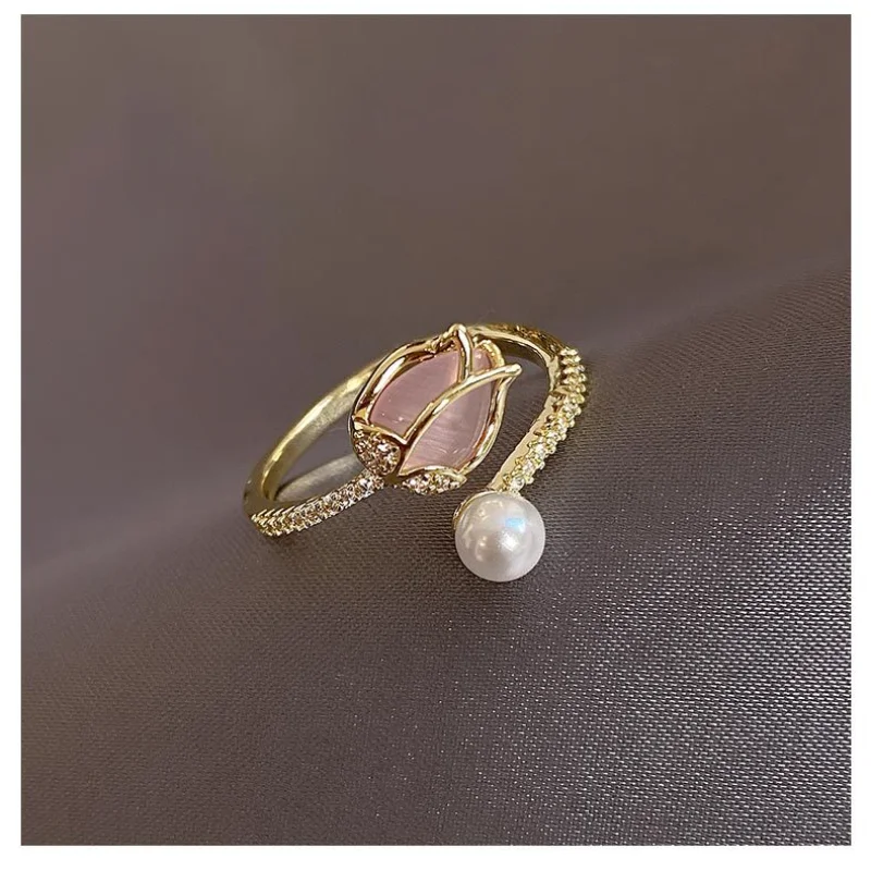 Summer New Tulip Bud Pearl Rings for Women Charm Korean Elegant Fashion Adjustable Retro Flower Index Finger Ring Jewelry Gifts 
Summer New Tulip Bud Pearl Rings for Women Charm Korean Elegant Fashion Adjustable Retro Flower Index Finger Ring Jewelry Gifts
