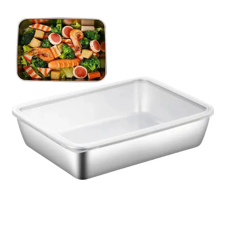 Stainless Steel Food Storage Containers Fresh-keeping Box With Lid Multifunctional Baking Pan Special Picnic Food Storage Box
Stainless Steel Food Storage Containers Fresh-keeping Box With Lid Multifunctional Baking Pan Special Picnic Food Storage Box