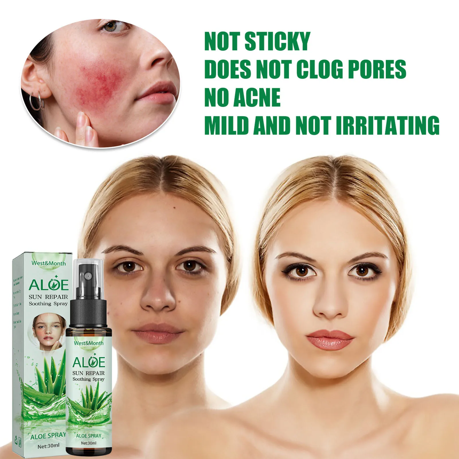 Спрей с органическим алоэ вера, увлажняющий нелипкий спрей для снятия солнечных ожогов, Многофункциональный спрей для успокоения после заг...
Спрей с органическим алоэ вера, увлажняющий нелипкий спрей для снятия солнечных ожогов, Многофункциональный спрей для успокоения после заг...