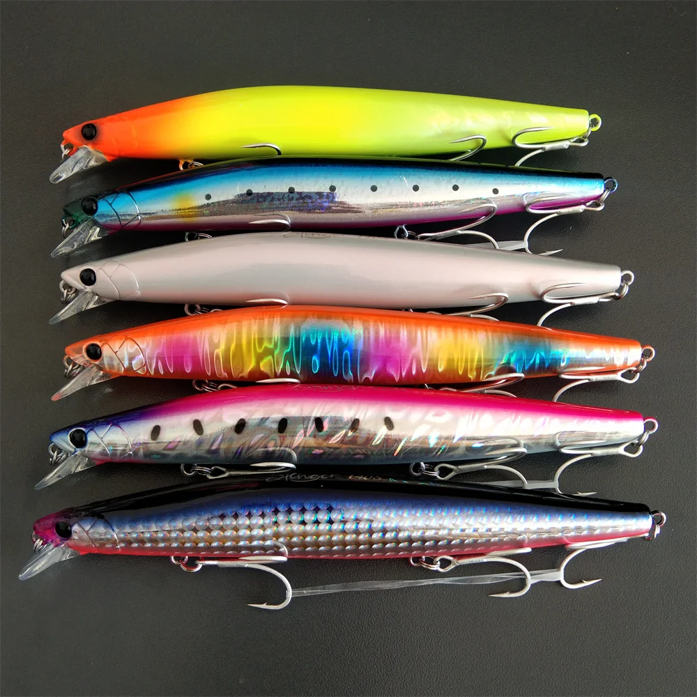 

TSURINOYA 5pcs Fishing Lure Sinking Minnow 140S DW92 140mm 26g Saltwater Black Bass Pike Long Casting Hard Baits Tungsten Weight