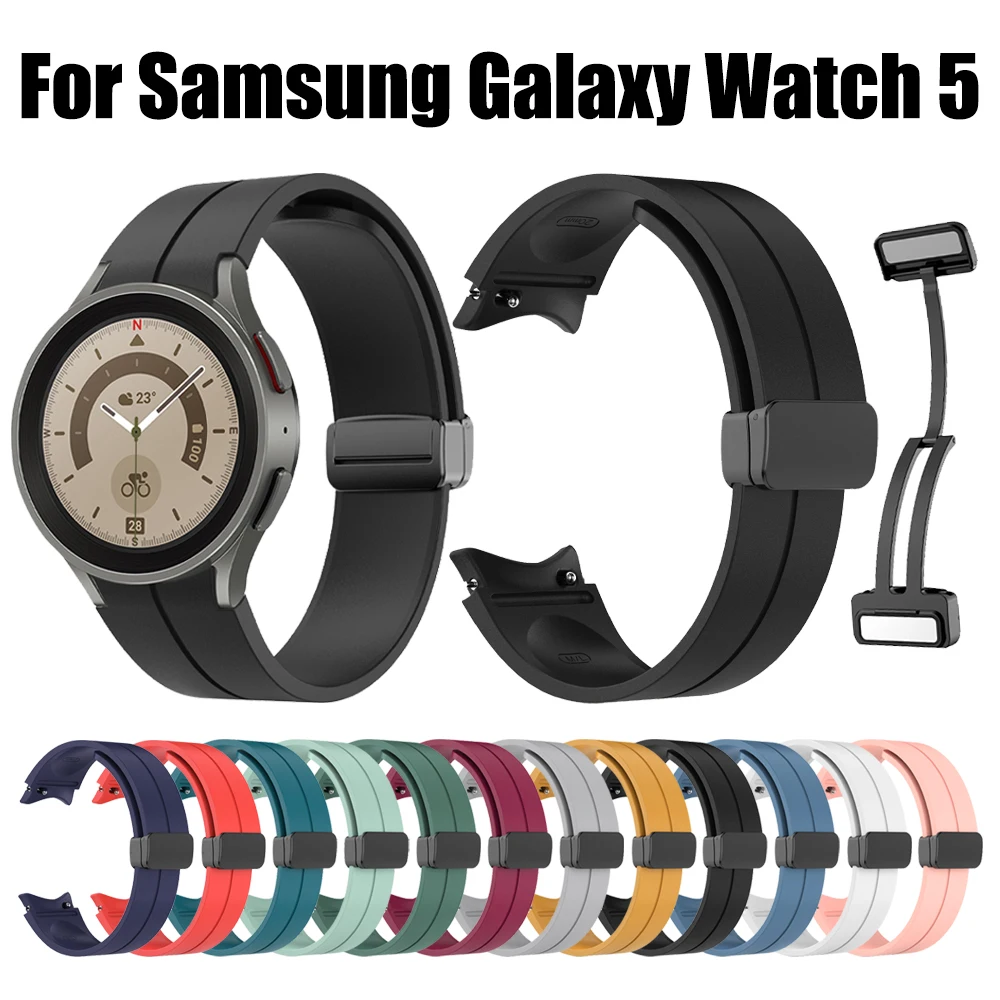 No Gaps Silicone Magnetic Folding Buckle Strap for Samsung Galaxy Watch 5 Pro 45mm Band for Watch 4/5 40 44mm Classic 42 46mm
No Gaps Silicone Magnetic Folding Buckle Strap for Samsung Galaxy Watch 5 Pro 45mm Band for Watch 4/5 40 44mm Classic 42 46mm