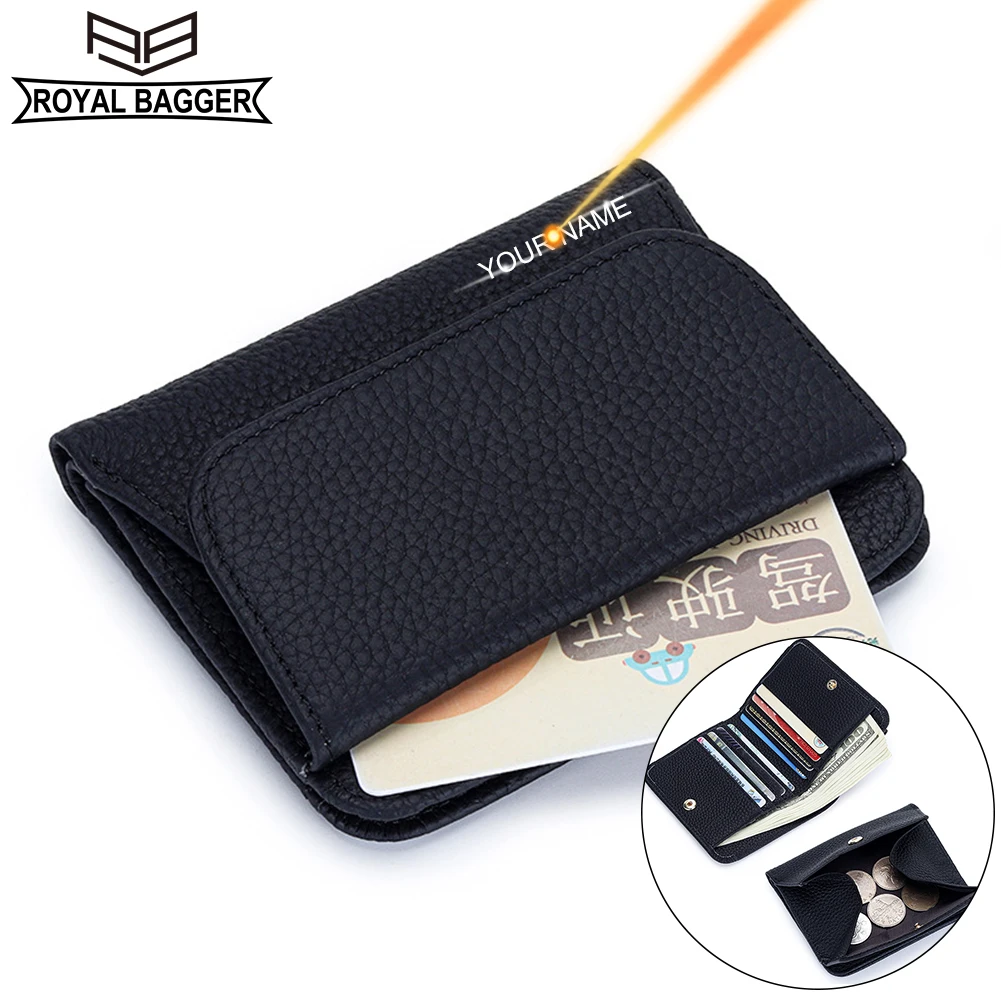 

Royal Bagger Japanese Style Short Wallets for Women Fashion Genuine Cow Leather Litchi Pattern Folding Small Wallet Purse 2212