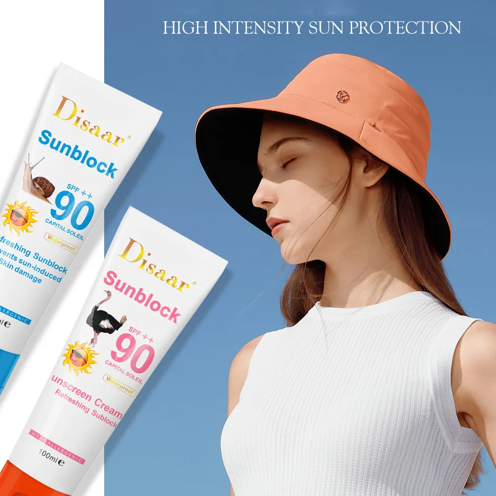

1pcs Snail Sunscreen Cream 100ml Protection Face Cream Disaar Sunblock 90++ Protective Cream Pigmentation SPF
