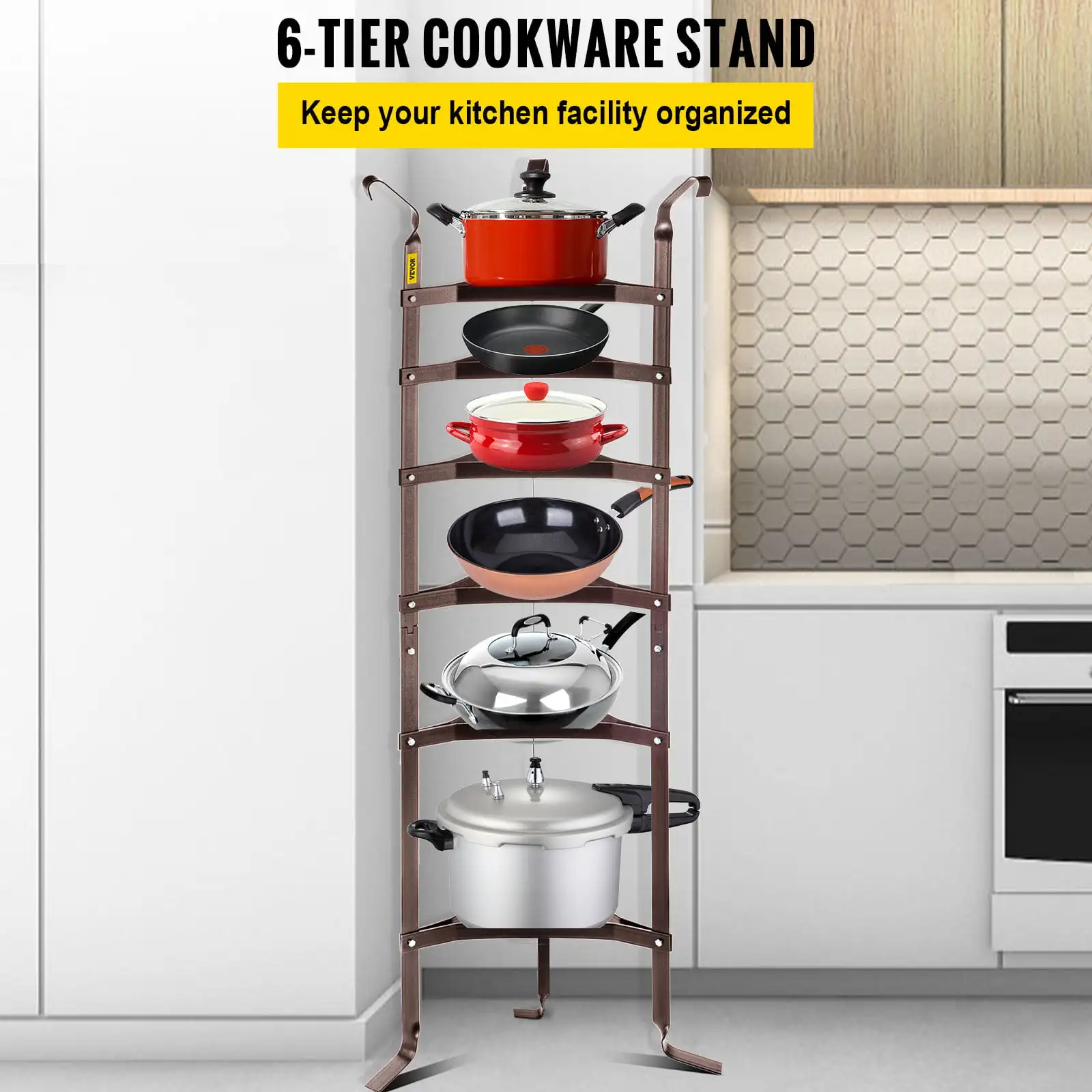 Cookware Stand, Carbon Steel Multi-Layer Pot Rack, 61-inch Cookware Shelf, Bronze Cookware Storage Tower, Kitchen Corner Shelf R
Cookware Stand, Carbon Steel Multi-Layer Pot Rack, 61-inch Cookware Shelf, Bronze Cookware Storage Tower, Kitchen Corner Shelf R