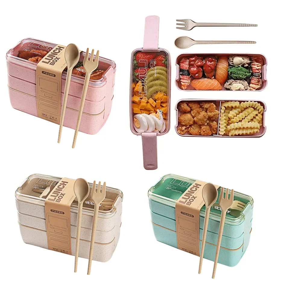 3 Layers Lunch Box 900ml Portable Wheat Straw Bento Boxs Microwave Dinnerwaer Foos Storage School Office Food Container
3 Layers Lunch Box 900ml Portable Wheat Straw Bento Boxs Microwave Dinnerwaer Foos Storage School Office Food Container