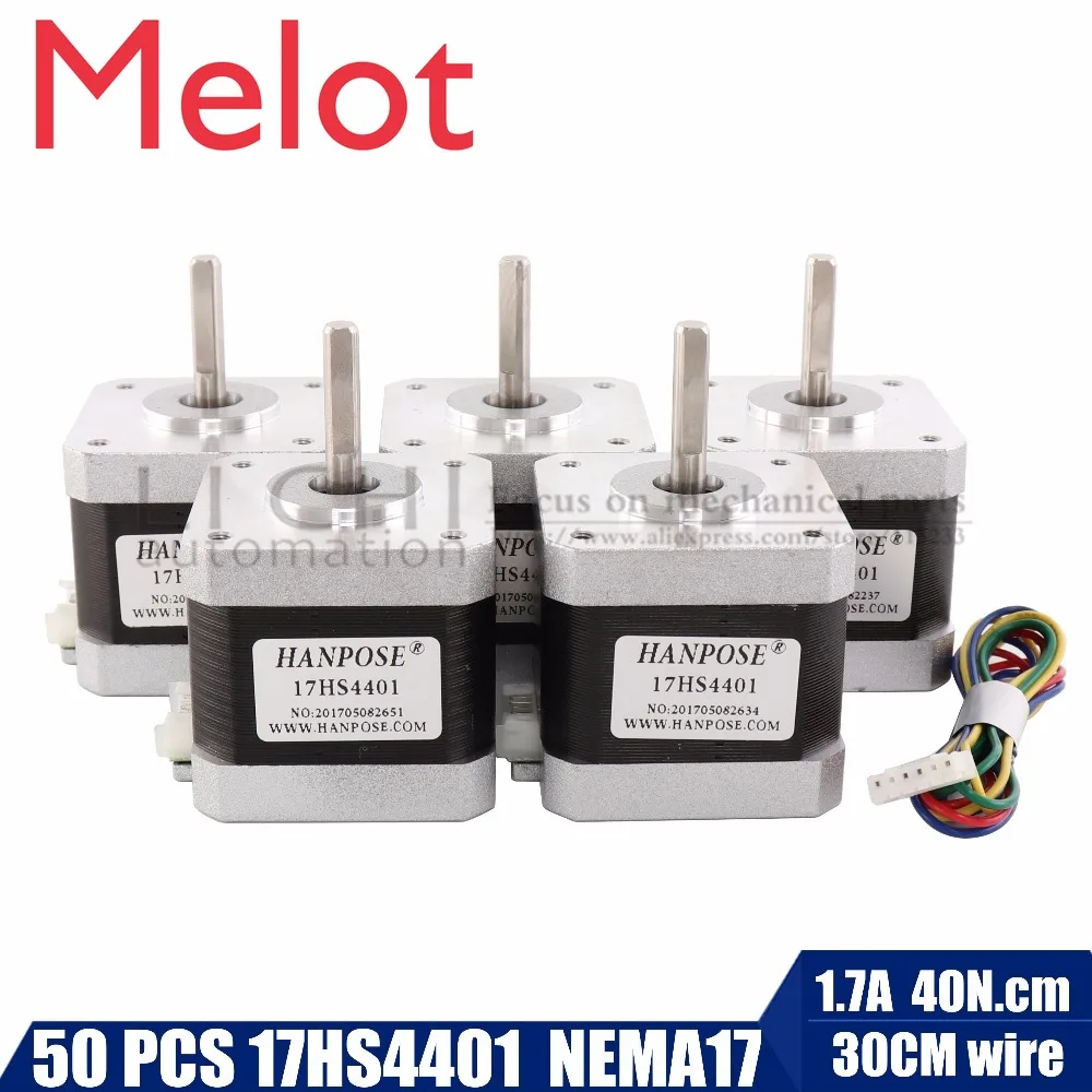 50pcs 4-lead Nema17 Stepper Motor 42 motor Nema 17 motor 42BYGH 1.7A (17HS4401) motor for CNC XYZ and 3D printer(2)
50pcs 4-lead Nema17 Stepper Motor 42 motor Nema 17 motor 42BYGH 1.7A (17HS4401) motor for CNC XYZ and 3D printer(2)