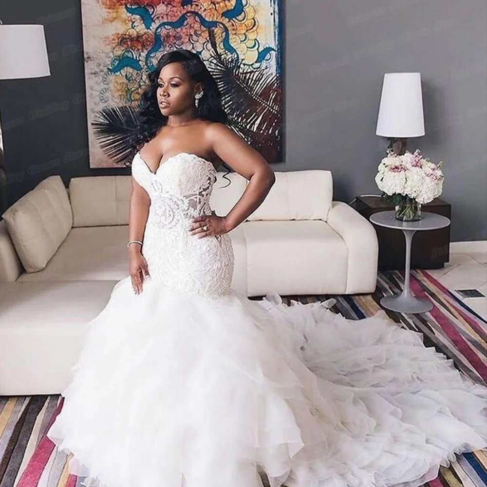 Plus Size Wedding Dress For African Bride Strapless Long Ruffles Train Elegant White Formal Bridal Gown Woman Vestidos Mariage
Plus Size Wedding Dress For African Bride Strapless Long Ruffles Train Elegant White Formal Bridal Gown Woman Vestidos Mariage