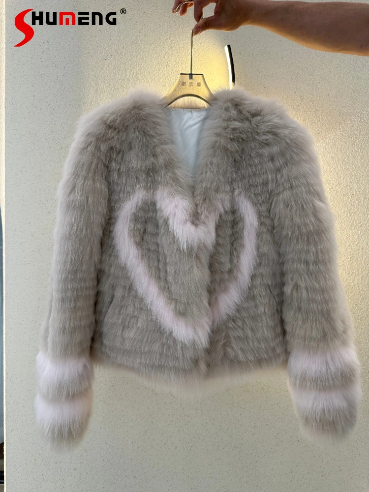 Women's Winter Jacket 2023 Autumn and Winter New Elegant Contrast Color Love Long Sleeve Fox Fur Integrated Woven Coat Ladies
Women's Winter Jacket 2023 Autumn and Winter New Elegant Contrast Color Love Long Sleeve Fox Fur Integrated Woven Coat Ladies