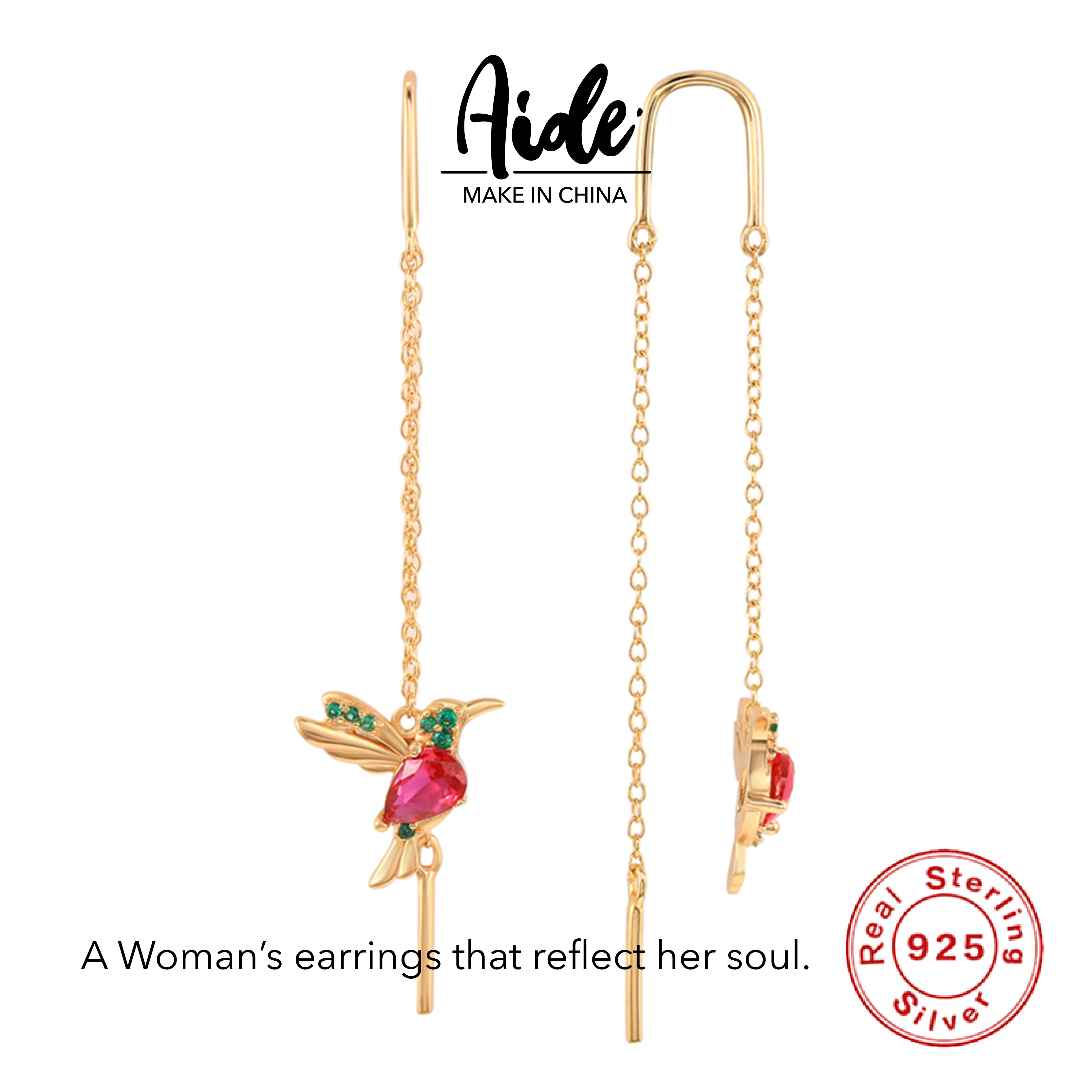 Aide 925 Sterling Silver Earrings Bird Heart Pendant Drop Earrings Women's 18K Rose Gold High Quality Designer Inlaid Jewelry
Aide 925 Sterling Silver Earrings Bird Heart Pendant Drop Earrings Women's 18K Rose Gold High Quality Designer Inlaid Jewelry