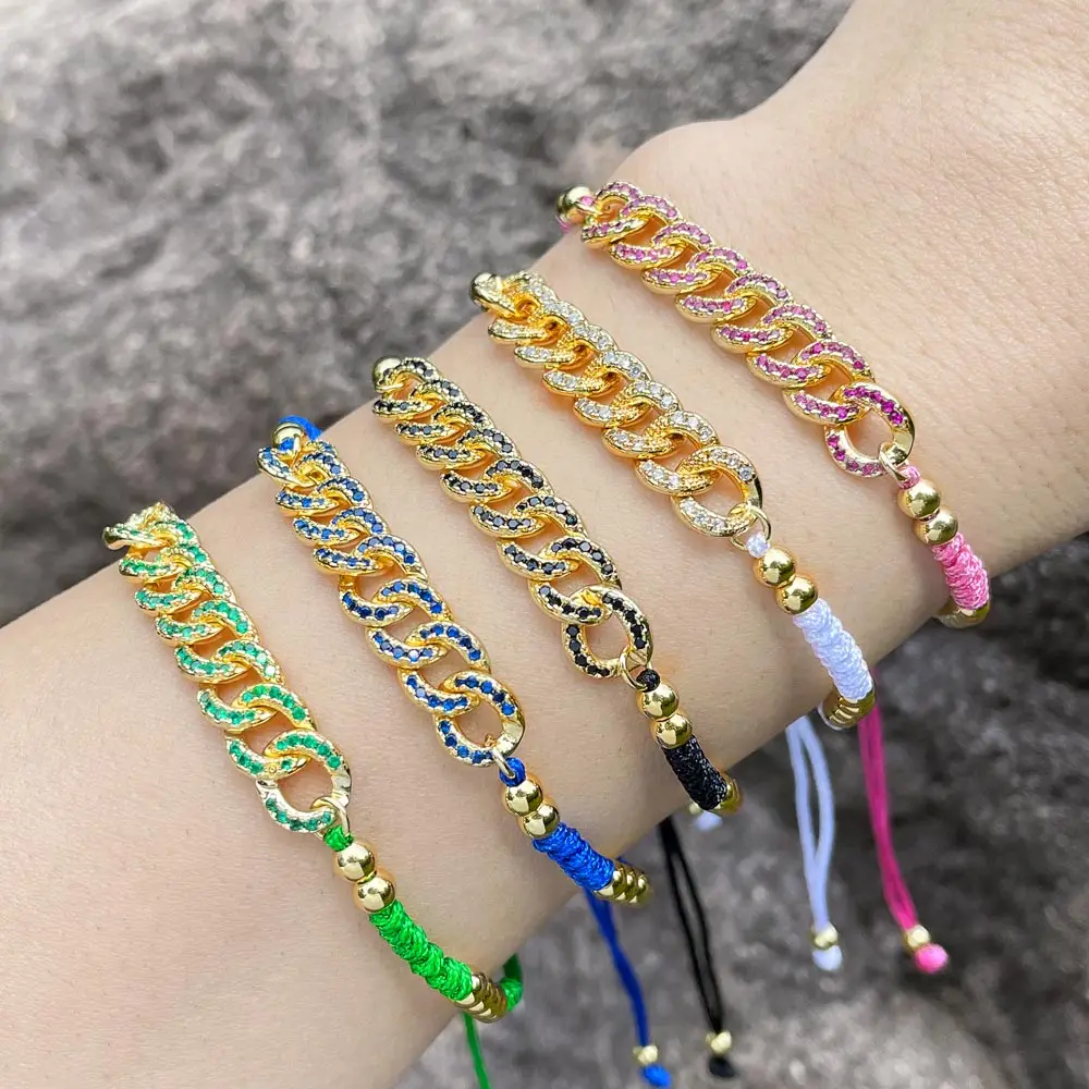 FLOLA Colorful Rope Chain Bracelets for Women Copper Zircon Cuban Chain Bracelets Rainbow Crystal Jewelry Party Gifts brth65
FLOLA Colorful Rope Chain Bracelets for Women Copper Zircon Cuban Chain Bracelets Rainbow Crystal Jewelry Party Gifts brth65